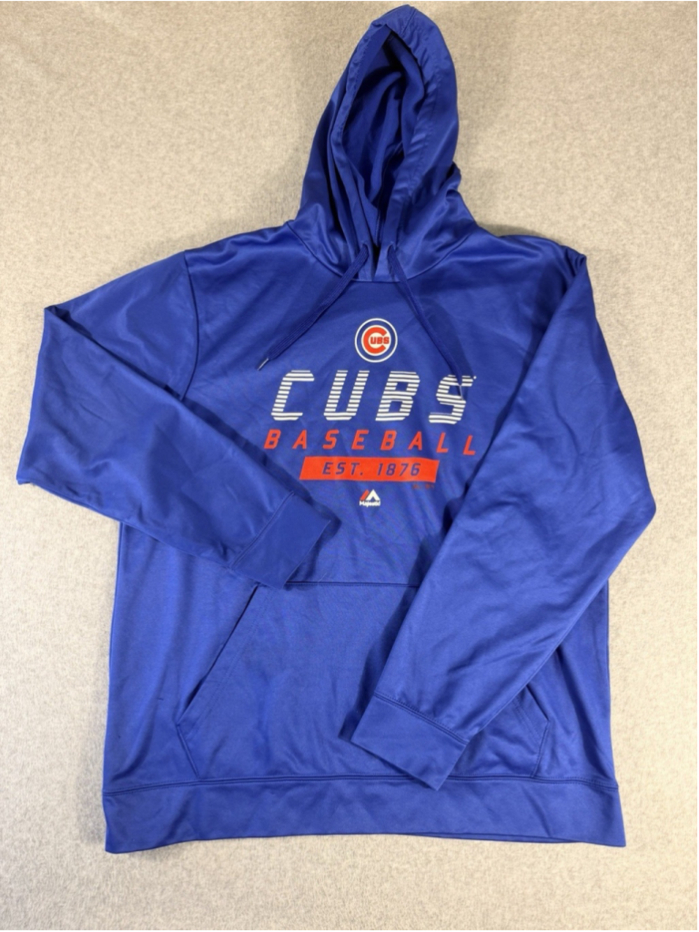 Chicago Cubs Hoodie Mens Large Blue Majestic MLB Baseball Pullover Sweatshirt